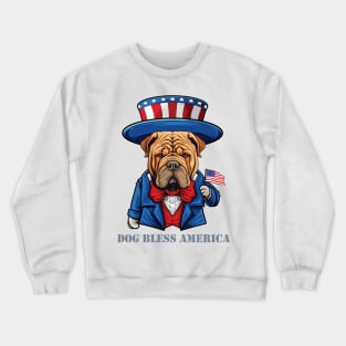 Funny 4th of July Chinese Shar Pei Dog Bless America Crewneck Sweatshirt